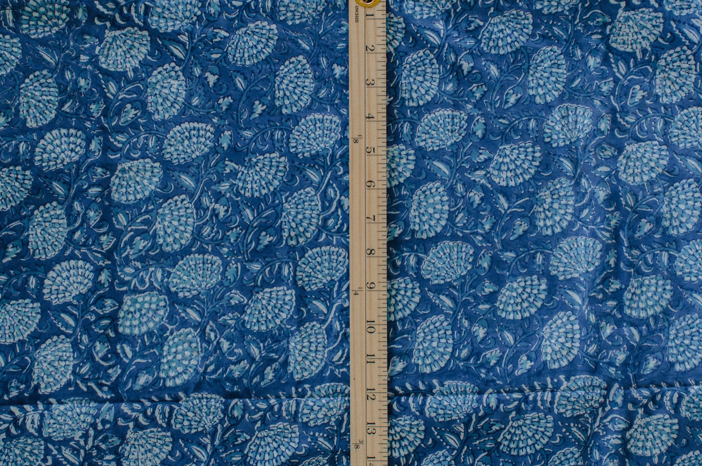 Jaipuri Bloom Hand Block Printed Cotton Fabric - Blue/White - 02