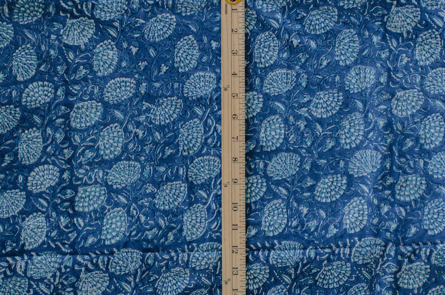 Jaipuri Bloom Hand Block Printed Cotton Fabric – Blue/White - 02