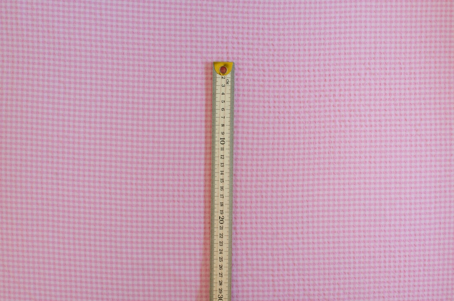 Organic Yarn-Dyed 100% Cotton Gingham Fabric – Candy Pink Seersucker - 01
