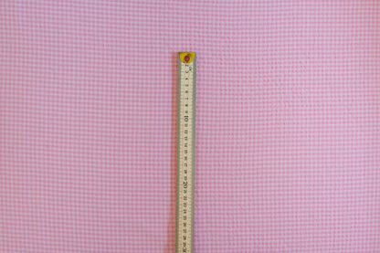 Organic Yarn-Dyed 100% Cotton Gingham Fabric – Candy Pink Seersucker - 01