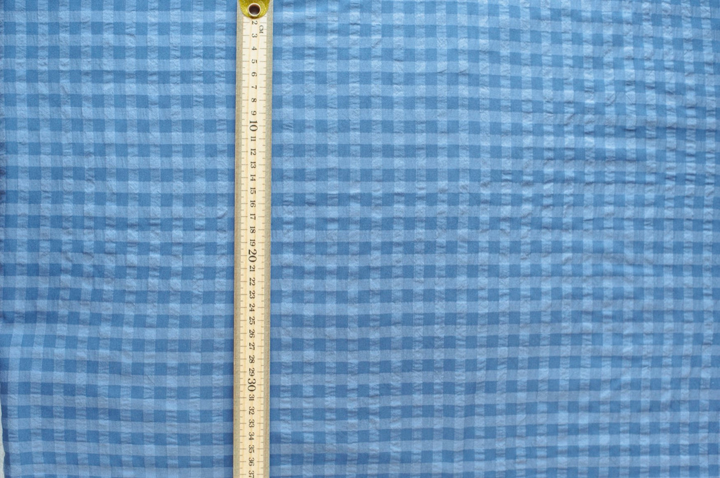 Organic Yarn-Dyed 100% Cotton Gingham Fabric – Dark Blue Seersucker - 01