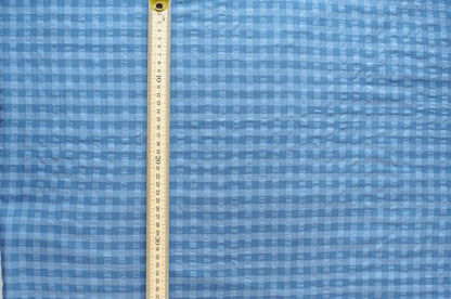 Organic Yarn-Dyed 100% Cotton Gingham Fabric – Dark Blue Seersucker - 01