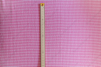 Organic Yarn-Dyed 100% Cotton Gingham Fabric – Fuchsia Seersucker - 01
