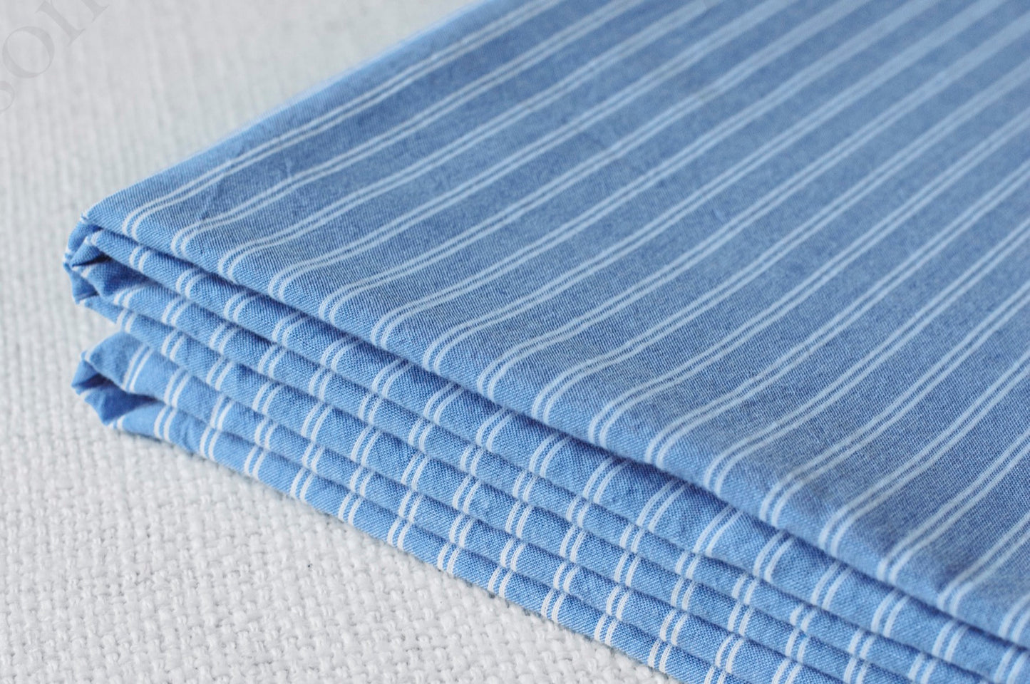Organic Yarn-Dyed 100% Cotton Shirting Fabric – Dark Blue Stripe - 01