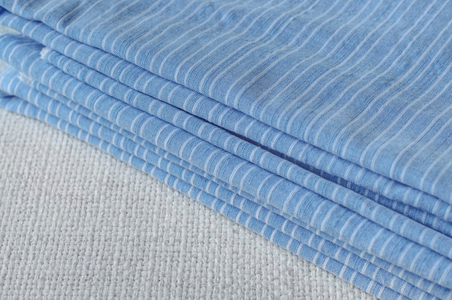 Organic Yarn-Dyed 100% Cotton Shirting Fabric – Light Blue Stripe - 01