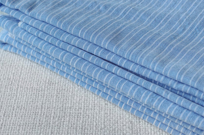 Organic Yarn-Dyed 100% Cotton Shirting Fabric – Light Blue Stripe - 01