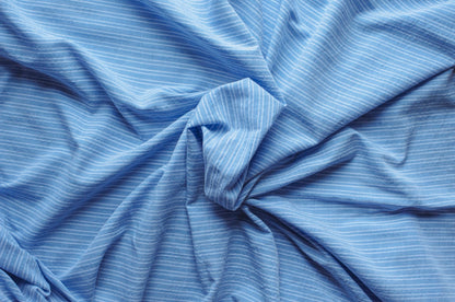 Organic Yarn-Dyed 100% Cotton Shirting Fabric – Light Blue Stripe - 01