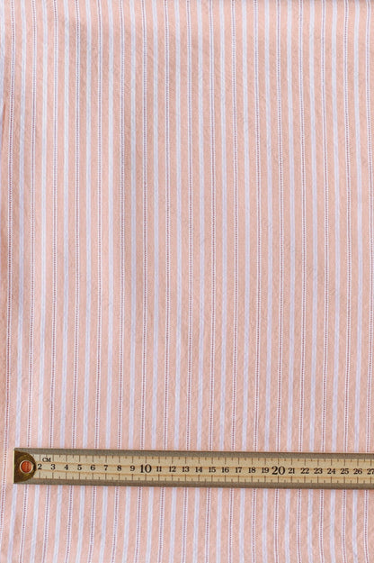 Organic Yarn-Dyed 100% Embroidered Cotton Shirting Fabric – Peach Stripe - 01