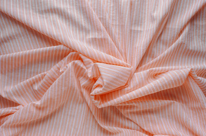 Organic Yarn-Dyed 100% Embroidered Cotton Shirting Fabric – Peach Stripe - 01