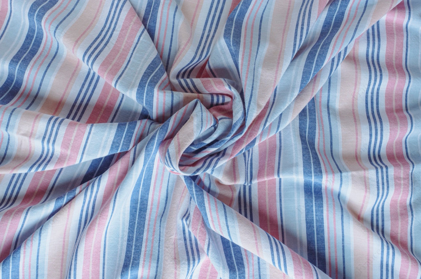 Organic Yarn-Dyed 100% Cotton Shirting Fabric – Blue Pink Stripe - 01