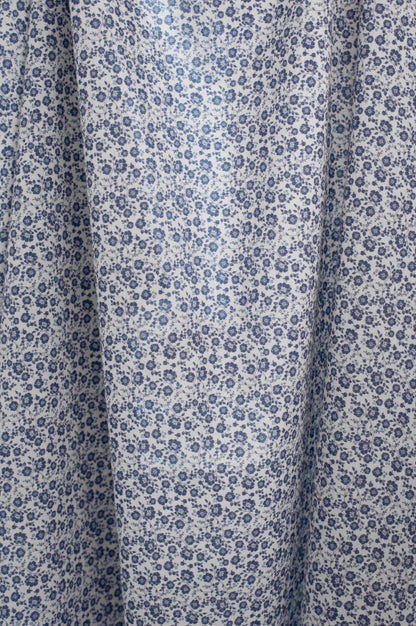 Organic 100% Cotton Voile Fabric – Navy Peony - 01