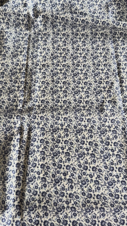 Organic 100% Cotton Cambric Fabric – Navy Peony - 01