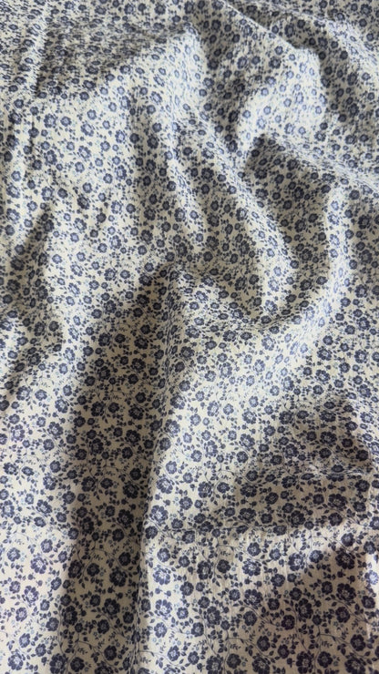 Organic 100% Cotton Voile Fabric – Navy Peony - 01
